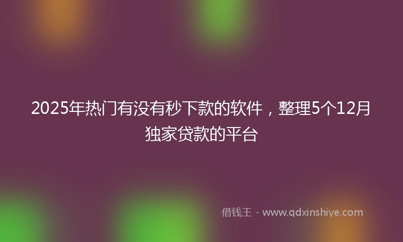 2025年热门有没有秒下款的软件，整理5个12月独家贷款的平台