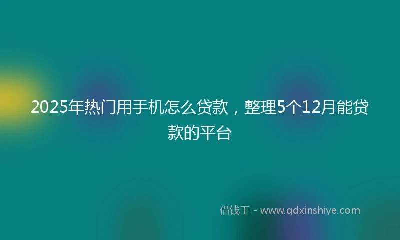 2025年热门用手机怎么贷款，整理5个12月能贷款的平台