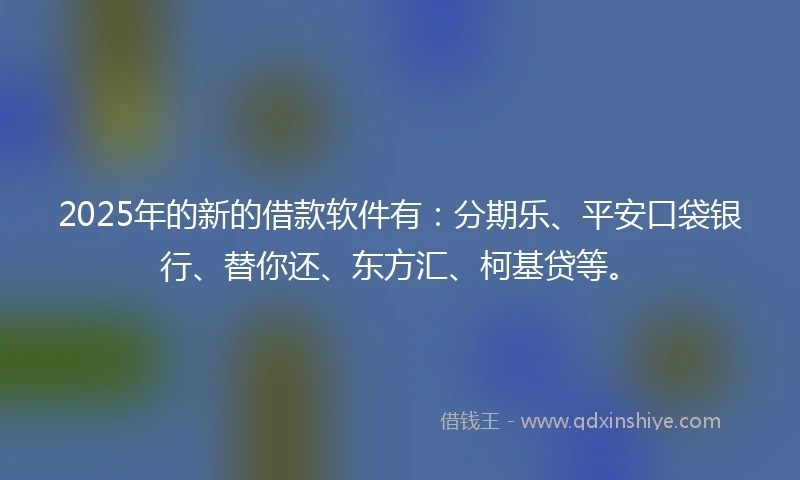 2025年的新的借款软件有：分期乐、平安口袋银行、替你还、东方汇、柯基贷等。