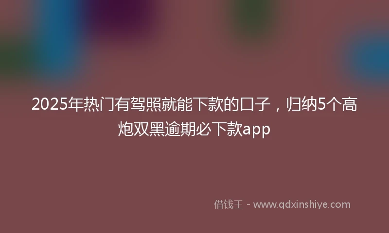 2025年热门有驾照就能下款的口子，归纳5个高炮双黑逾期必下款app