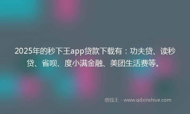 2025年的秒下王app贷款下载有：功夫贷、读秒贷、省呗、度小满金融、美团生活费等。