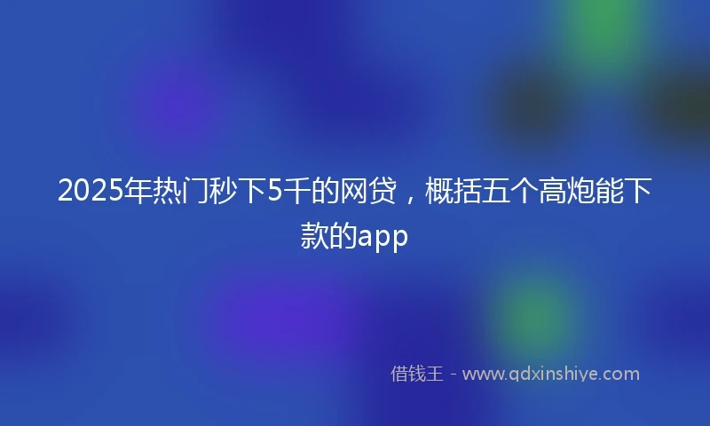 2025年热门秒下5千的网贷，概括五个高炮能下款的app