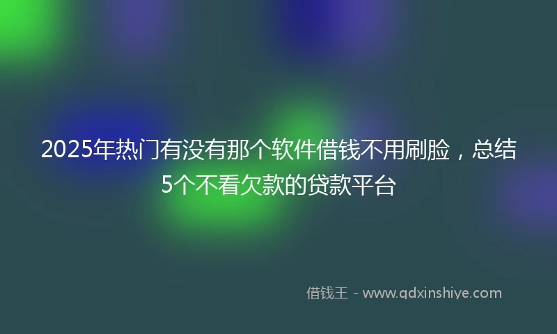2025年热门有没有那个软件借钱不用刷脸，总结5个不看欠款的贷款平台