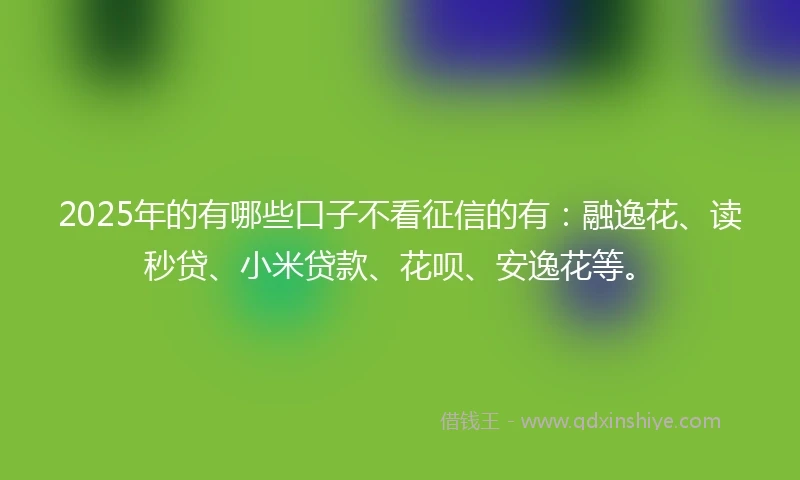 2025年的有哪些口子不看征信的有：融逸花、读秒贷、小米贷款、花呗、安逸花等。