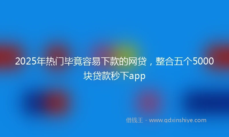 2025年热门毕竟容易下款的网贷，整合五个5000块贷款秒下app
