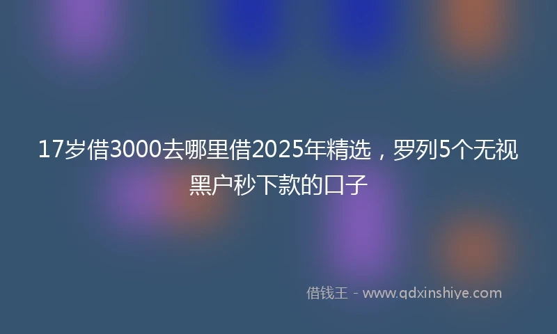 17岁借3000去哪里借2025年精选，罗列5个无视黑户秒下款的口子