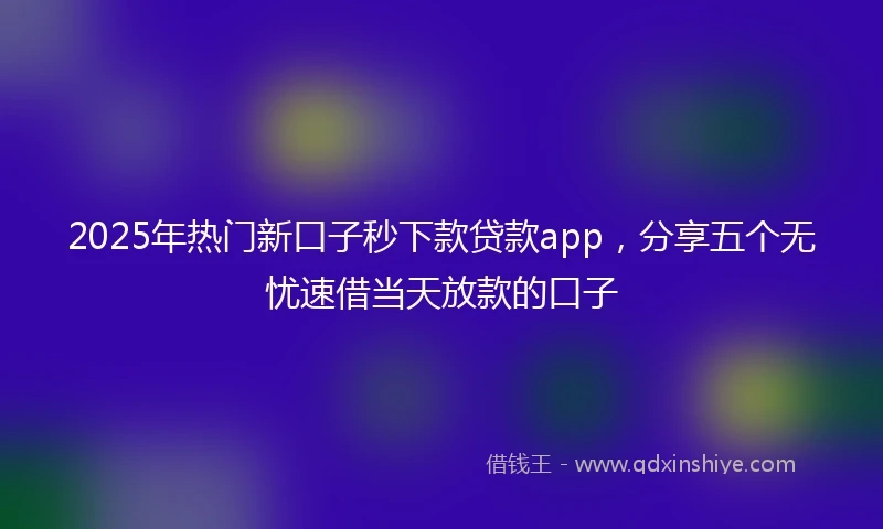 2025年热门新口子秒下款贷款app，分享五个无忧速借当天放款的口子