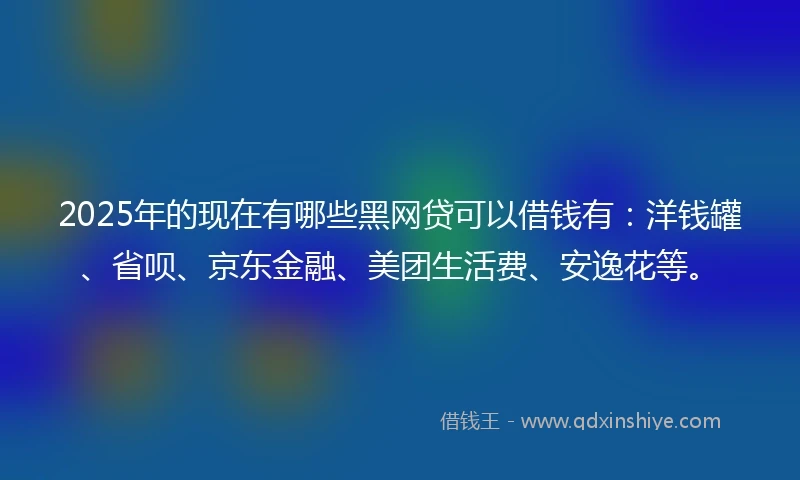 2025年的现在有哪些黑网贷可以借钱有：洋钱罐、省呗、京东金融、美团生活费、安逸花等。