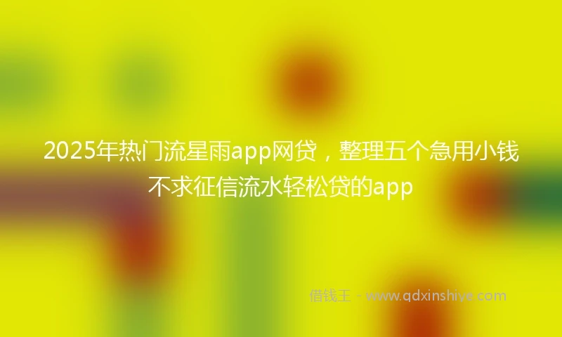 2025年热门流星雨app网贷,整理五个急用小钱不求征信流水轻松贷的app