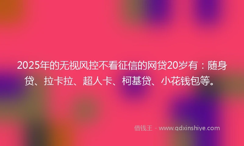 2025年的无视风控不看征信的网贷20岁有：随身贷、拉卡拉、超人卡、柯基贷、小花钱包等。