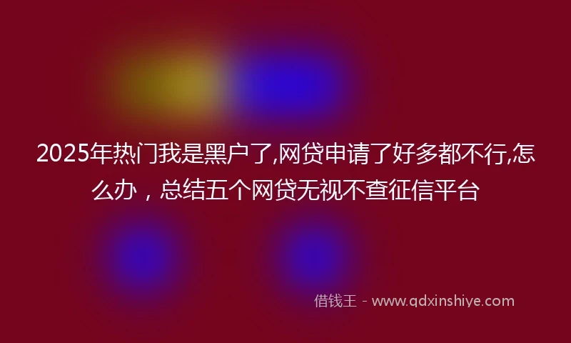 2025年热门我是黑户了,网贷申请了好多都不行,怎么办，总结五个网贷无视不查征信平台