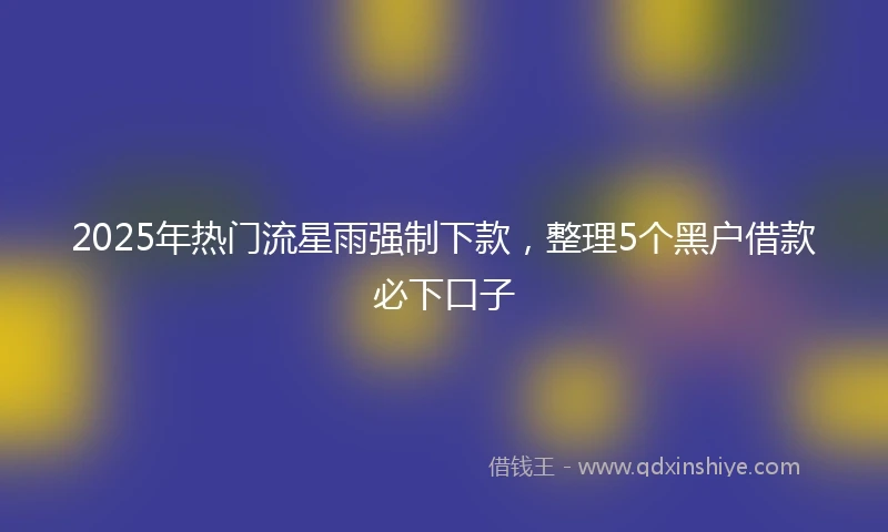 2025年热门流星雨强制下款，整理5个黑户借款必下口子