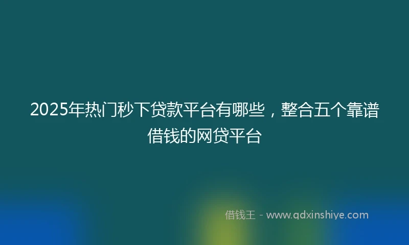 2025年热门秒下贷款平台有哪些，整合五个靠谱借钱的网贷平台