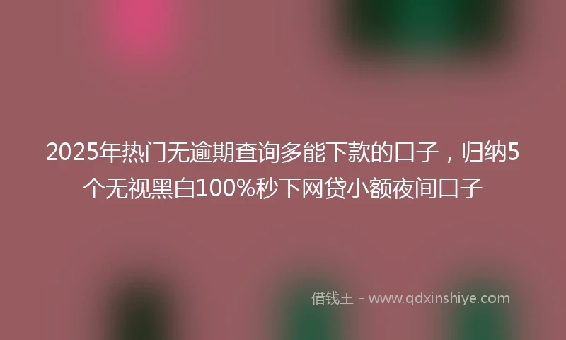 2025年热门无逾期查询多能下款的口子，归纳5个无视黑白100%秒下网贷小额夜间口子