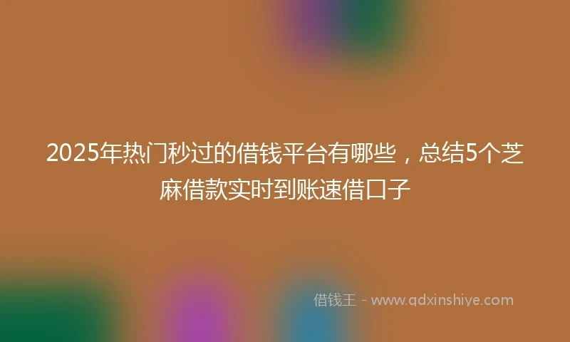 2025年热门秒过的借钱平台有哪些，总结5个芝麻借款实时到账速借口子