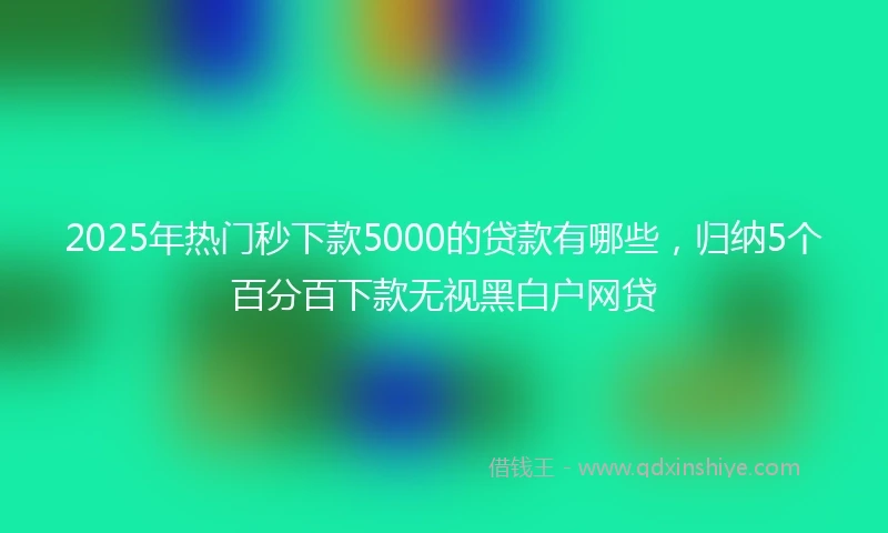 2025年热门秒下款5000的贷款有哪些,归纳5个百分百下款无视黑白户网贷