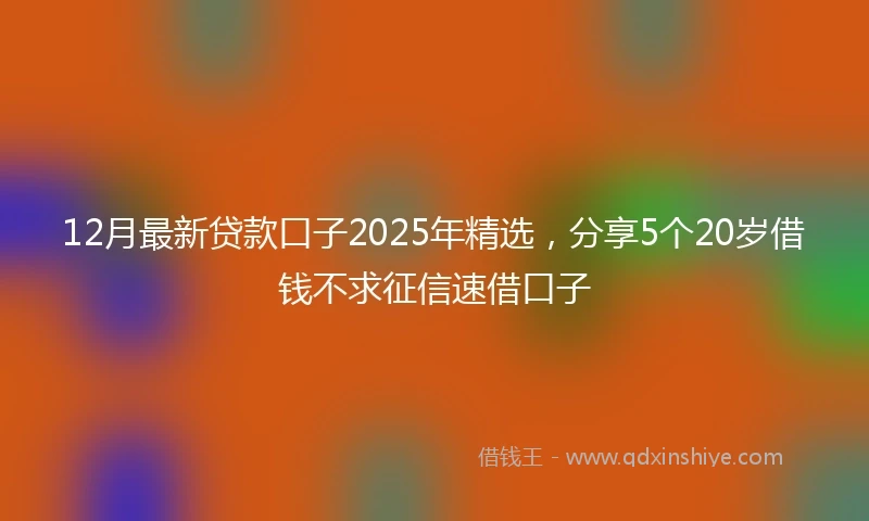 12月最新贷款口子2025年精选，分享5个20岁借钱不求征信速借口子
