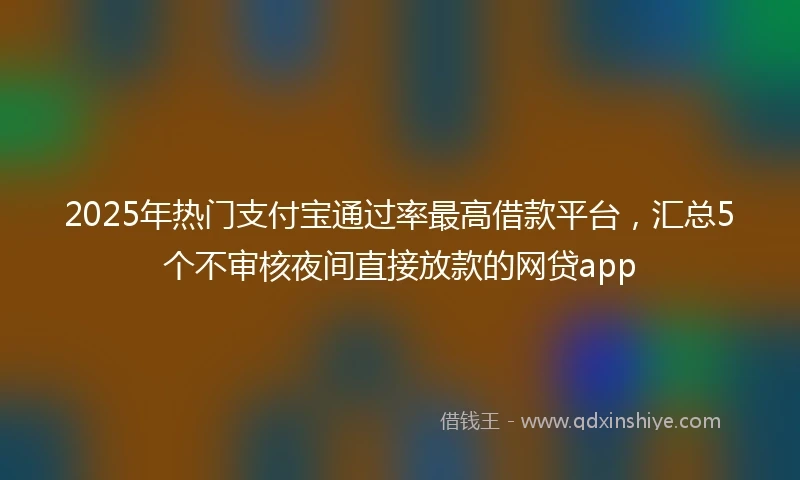 2025年热门支付宝通过率最高借款平台，汇总5个不审核夜间直接放款的网贷app
