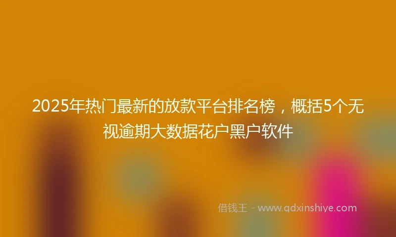 2025年热门最新的放款平台排名榜，概括5个无视逾期大数据花户黑户软件