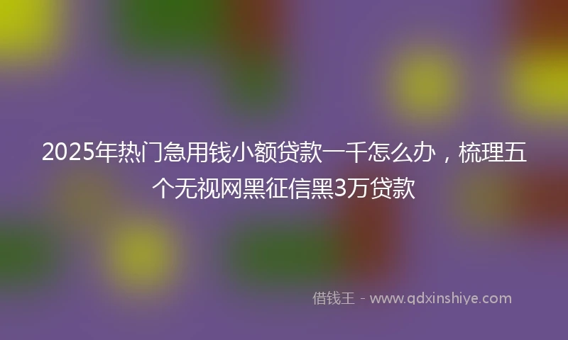 2025年热门急用钱小额贷款一千怎么办，梳理五个无视网黑征信黑3万贷款
