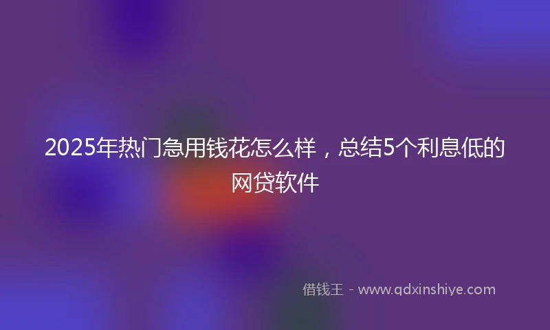 2025年热门急用钱花怎么样，总结5个利息低的网贷软件