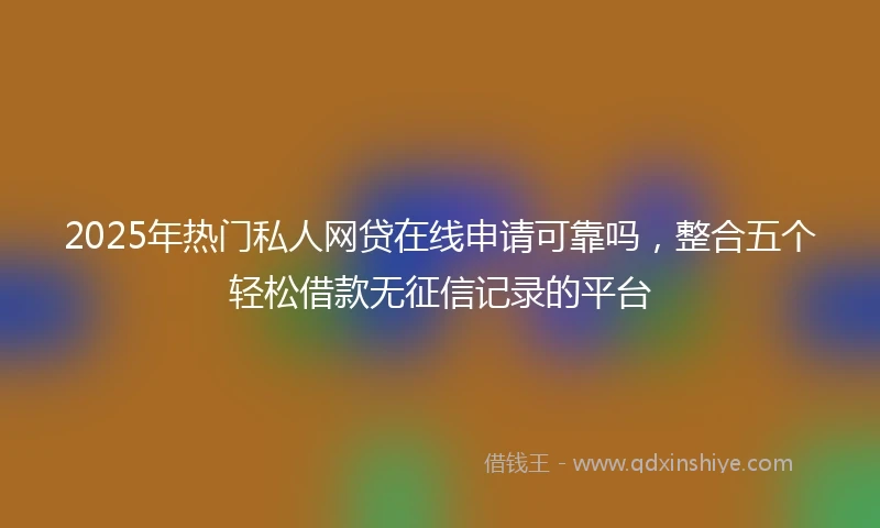 2025年热门私人网贷在线申请可靠吗,整合五个轻松借款无征信记录的平台