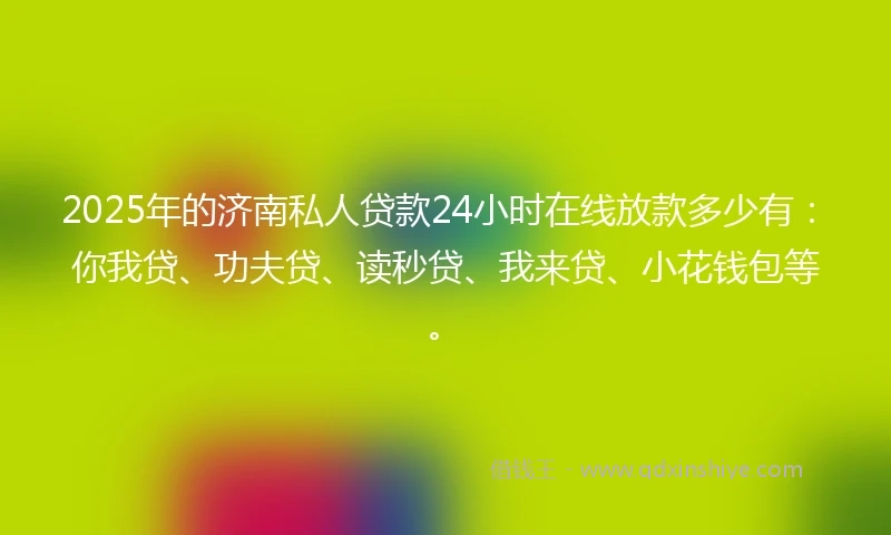 2025年的济南私人贷款24小时在线放款多少有：你我贷、功夫贷、读秒贷、我来贷、小花钱包等。