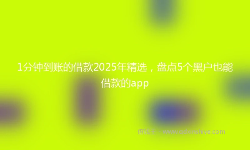 1分钟到账的借款2025年精选，盘点5个黑户也能借款的app
