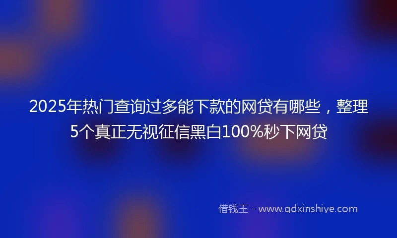 2025年热门查询过多能下款的网贷有哪些，整理5个真正无视征信黑白100%秒下网贷