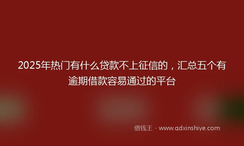 2025年热门有什么贷款不上征信的，汇总五个有逾期借款容易通过的平台