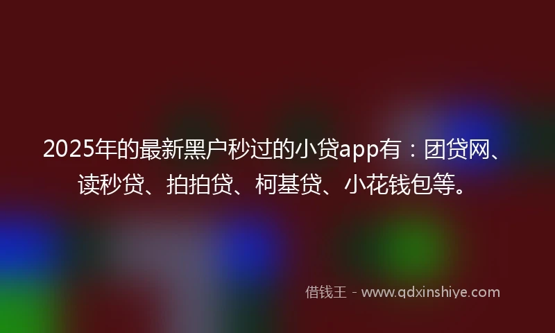 2025年的最新黑户秒过的小贷app有：团贷网、读秒贷、拍拍贷、柯基贷、小花钱包等。