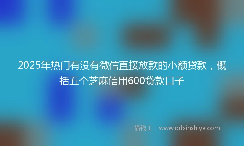 2025年热门有没有微信直接放款的小额贷款，概括五个芝麻信用600贷款口子