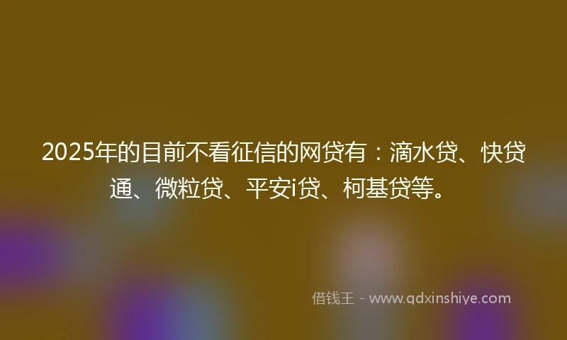 2025年的目前不看征信的网贷有：滴水贷、快贷通、微粒贷、平安i贷、柯基贷等。