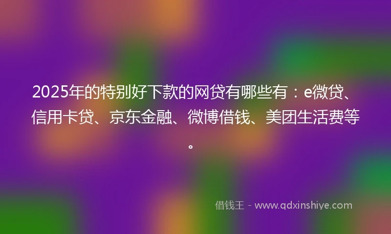 2025年的特别好下款的网贷有哪些有：e微贷、信用卡贷、京东金融、微博借钱、美团生活费等。