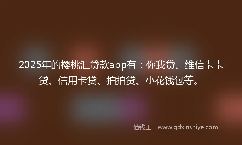 2025年的樱桃汇贷款app有：你我贷、维信卡卡贷、信用卡贷、拍拍贷、小花钱包等。