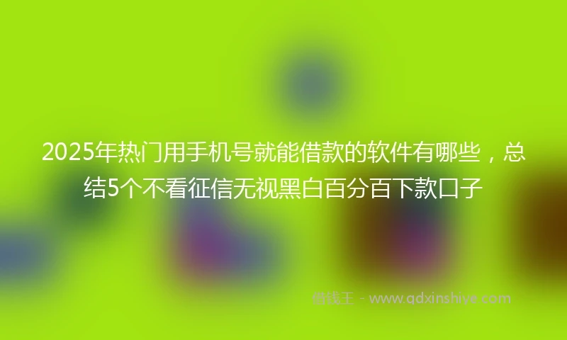 2025年热门用手机号就能借款的软件有哪些，总结5个不看征信无视黑白百分百下款口子