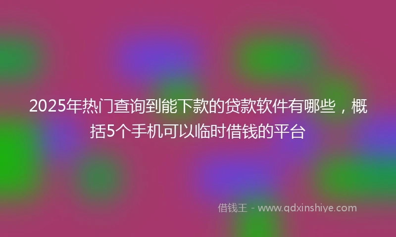 2025年热门查询到能下款的贷款软件有哪些，概括5个手机可以临时借钱的平台