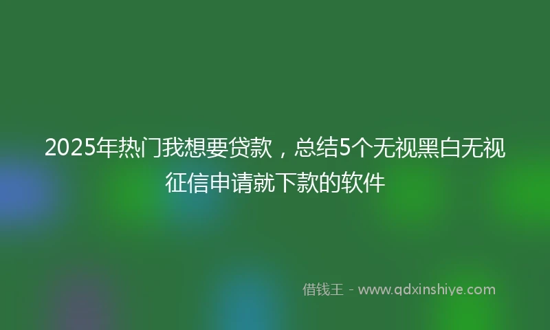 2025年热门我想要贷款，总结5个无视黑白无视征信申请就下款的软件