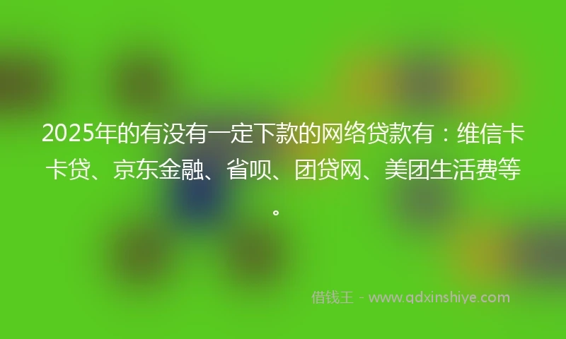 2025年的有没有一定下款的网络贷款有：维信卡卡贷、京东金融、省呗、团贷网、美团生活费等。