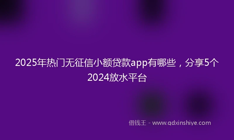 2025年热门无征信小额贷款app有哪些，分享5个2024放水平台