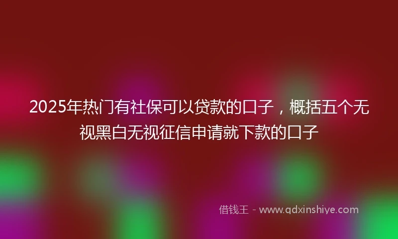 2025年热门有社保可以贷款的口子，概括五个无视黑白无视征信申请就下款的口子