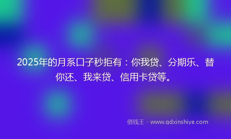 2025年的月系口子秒拒有：你我贷、分期乐、替你还、我来贷、信用卡贷等。