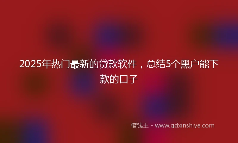 2025年热门最新的贷款软件，总结5个黑户能下款的口子