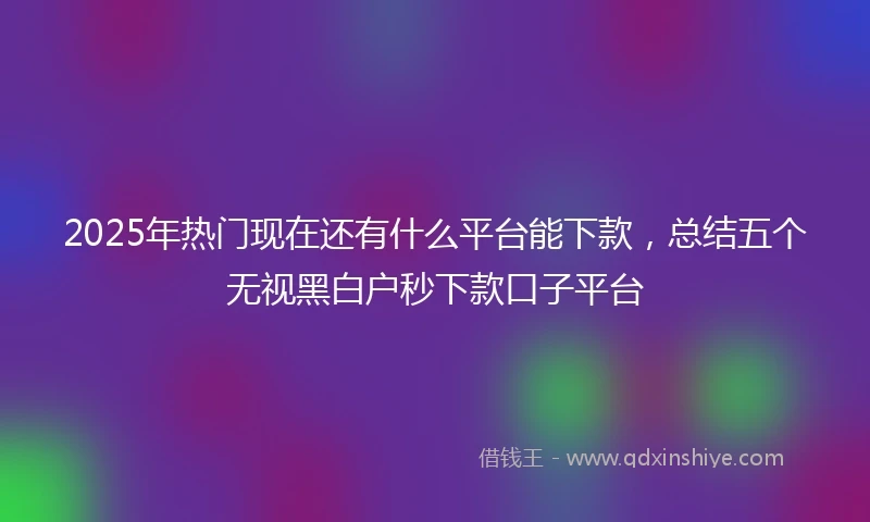 2025年热门现在还有什么平台能下款，总结五个无视黑白户秒下款口子平台