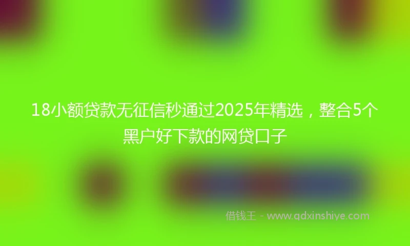 18小额贷款无征信秒通过2025年精选，整合5个黑户好下款的网贷口子