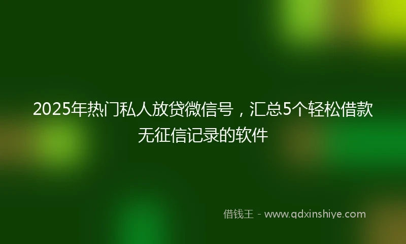 2025年热门私人放贷微信号，汇总5个轻松借款无征信记录的软件