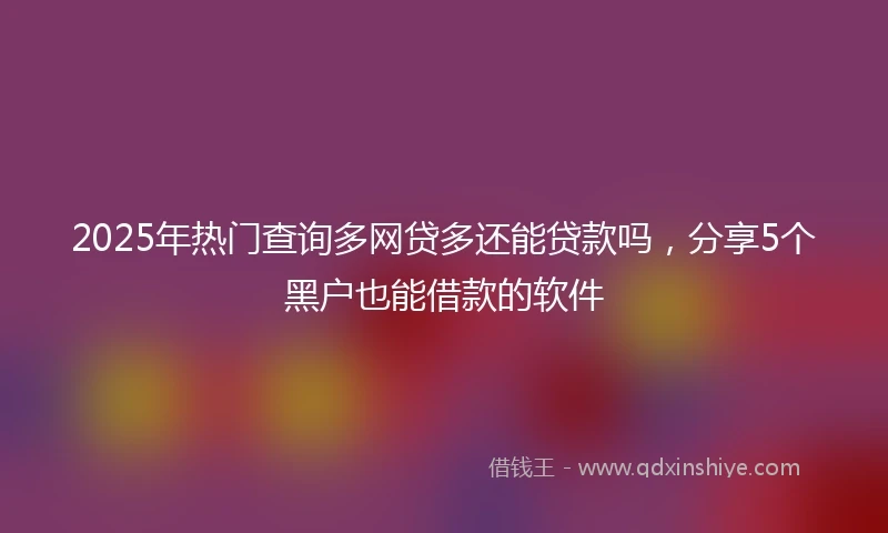 2025年热门查询多网贷多还能贷款吗，分享5个黑户也能借款的软件