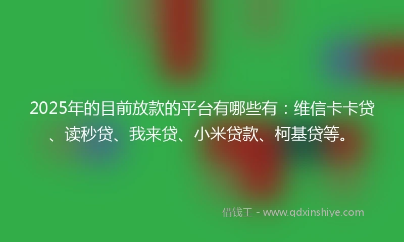 2025年的目前放款的平台有哪些有：维信卡卡贷、读秒贷、我来贷、小米贷款、柯基贷等。