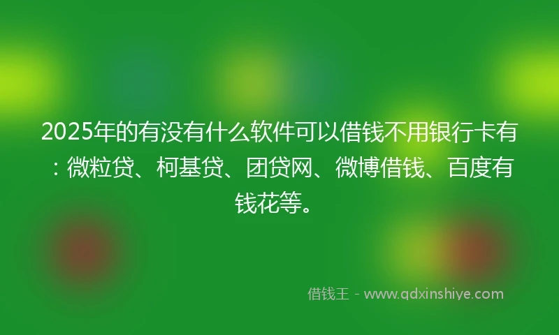 2025年的有没有什么软件可以借钱不用银行卡有：微粒贷、柯基贷、团贷网、微博借钱、百度有钱花等。