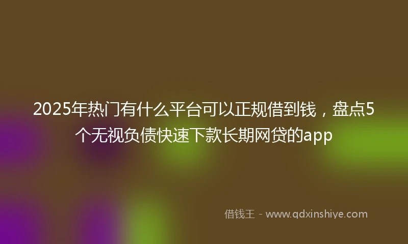 2025年热门有什么平台可以正规借到钱，盘点5个无视负债快速下款长期网贷的app